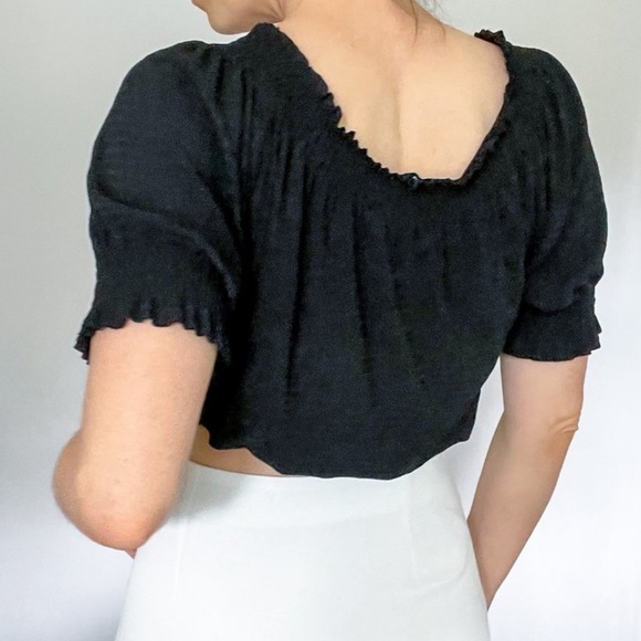 Zara Black Textured Off The Shoulder Top Large - Picture 7 of 8